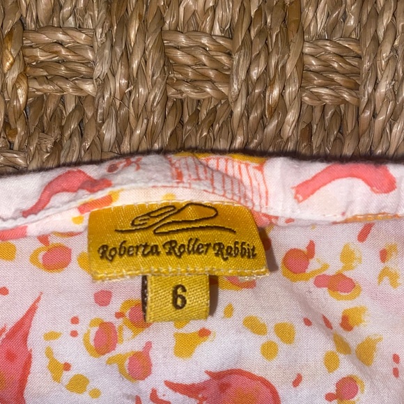 Roberta Roller Rabbit Cotton white w/ Pink & Orange bird/birdcage L/S dress sz 6 - Picture 2 of 10